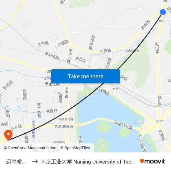 迈皋桥广场 to 南京工业大学 Nanjing University of Technology map