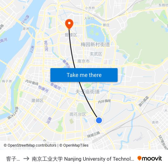 窨子山 to 南京工业大学 Nanjing University of Technology map