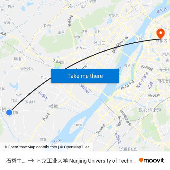 石桥中学 to 南京工业大学 Nanjing University of Technology map