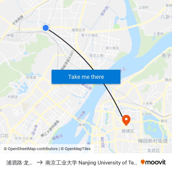 浦泗路·龙泰路 to 南京工业大学 Nanjing University of Technology map