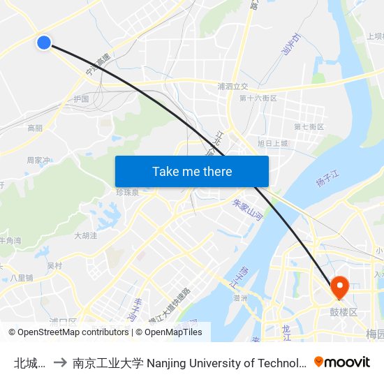 北城圩 to 南京工业大学 Nanjing University of Technology map