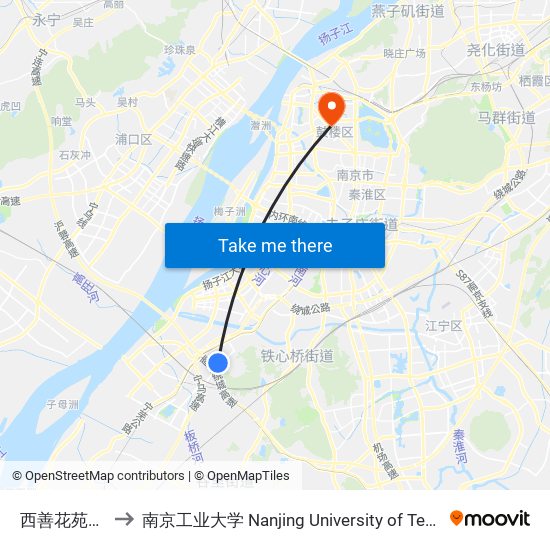 西善花苑小学 to 南京工业大学 Nanjing University of Technology map