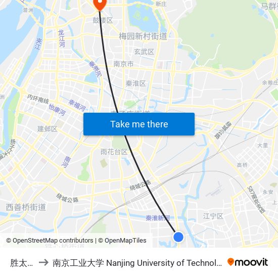 胜太路 to 南京工业大学 Nanjing University of Technology map