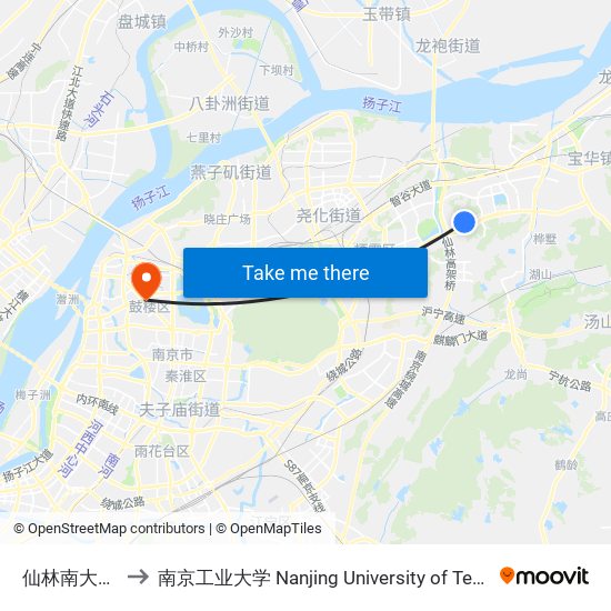 仙林南大东门 to 南京工业大学 Nanjing University of Technology map