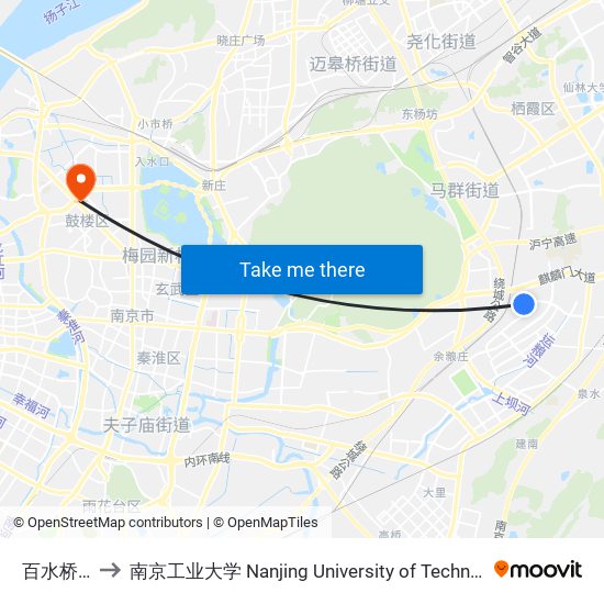 百水桥路 to 南京工业大学 Nanjing University of Technology map