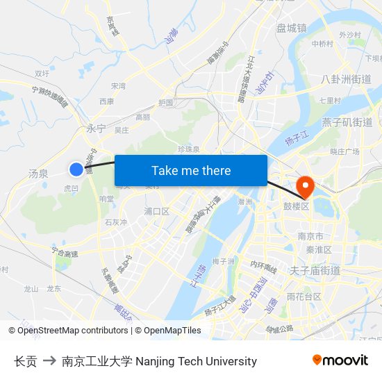 长贡 to 南京工业大学 Nanjing Tech University map