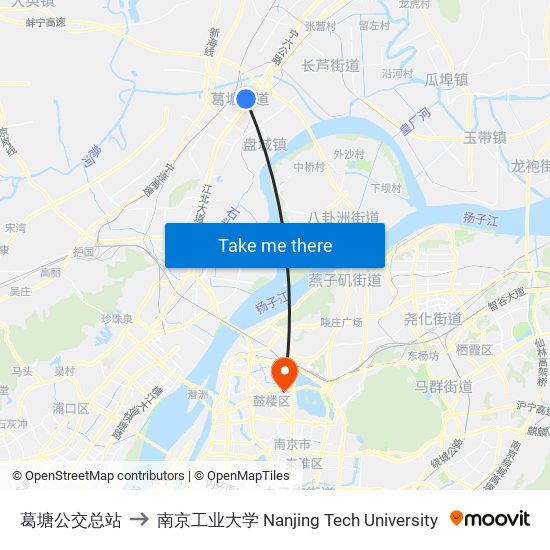 葛塘公交总站 to 南京工业大学 Nanjing Tech University map