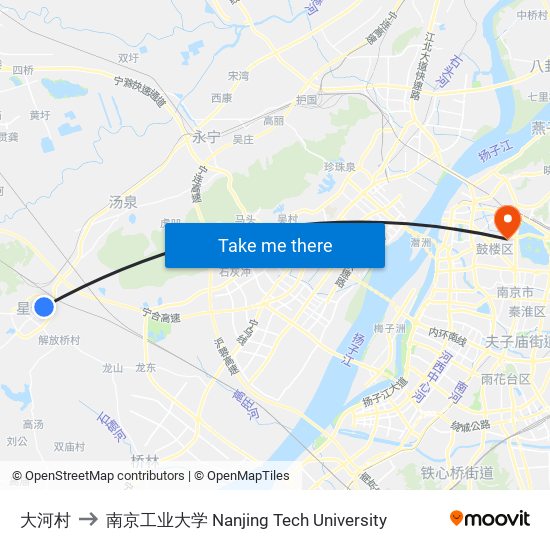 大河村 to 南京工业大学 Nanjing Tech University map