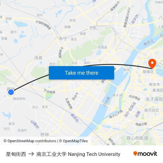 星甸街西 to 南京工业大学 Nanjing Tech University map