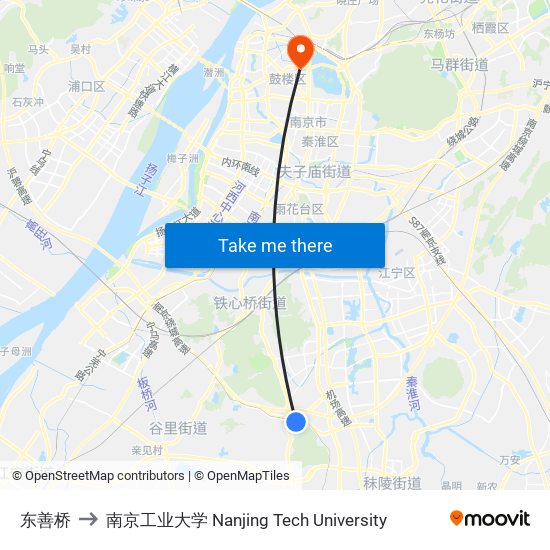 东善桥 to 南京工业大学 Nanjing Tech University map