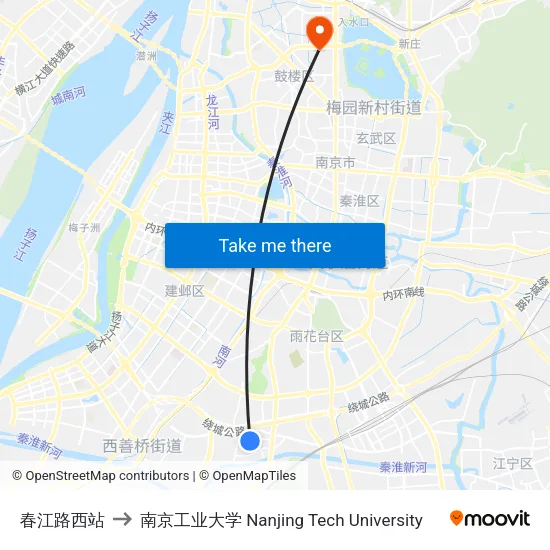 春江路西站 to 南京工业大学 Nanjing Tech University map