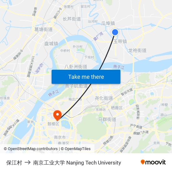 保江村 to 南京工业大学 Nanjing Tech University map