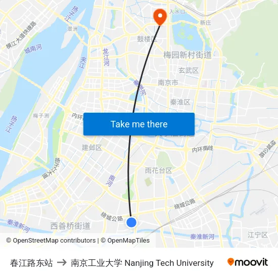 春江路东站 to 南京工业大学 Nanjing Tech University map
