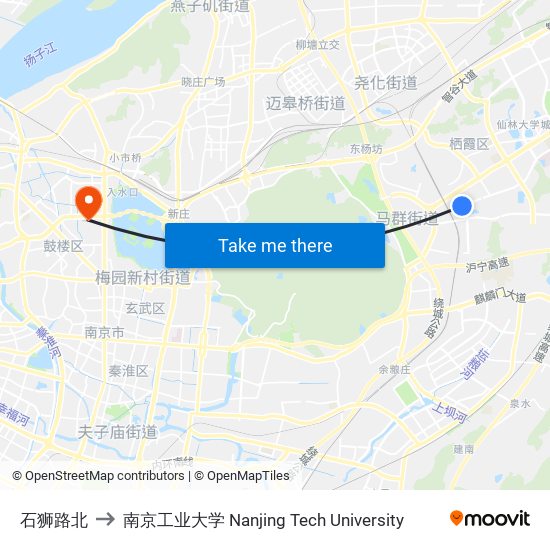 石狮路北 to 南京工业大学 Nanjing Tech University map