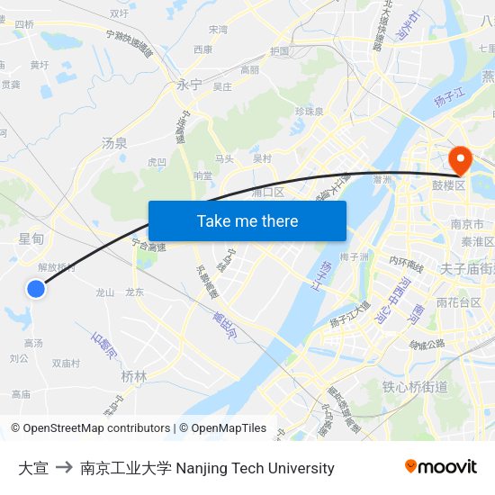 大宣 to 南京工业大学 Nanjing Tech University map