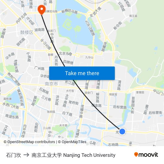 石门坎 to 南京工业大学 Nanjing Tech University map