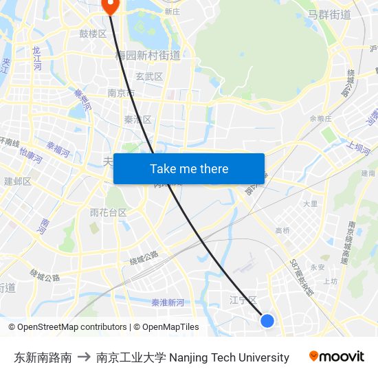 东新南路南 to 南京工业大学 Nanjing Tech University map