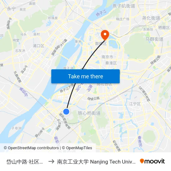 岱山中路·社区中心 to 南京工业大学 Nanjing Tech University map