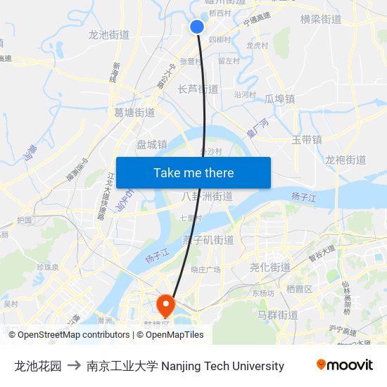 龙池花园 to 南京工业大学 Nanjing Tech University map