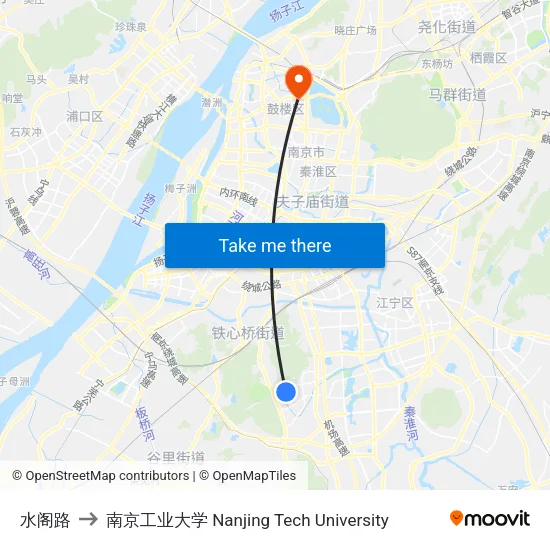 水阁路 to 南京工业大学 Nanjing Tech University map