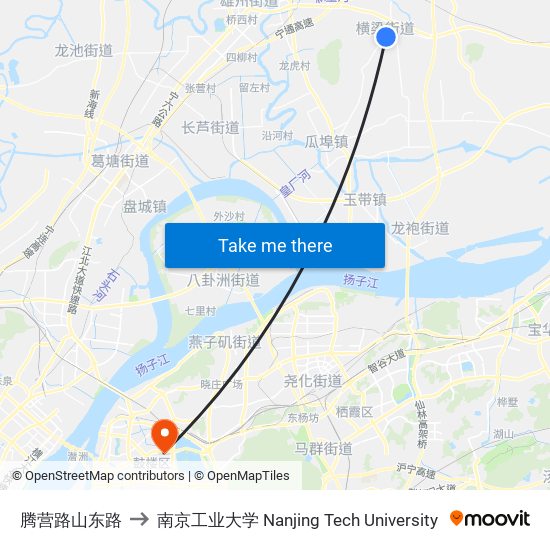 腾营路山东路 to 南京工业大学 Nanjing Tech University map
