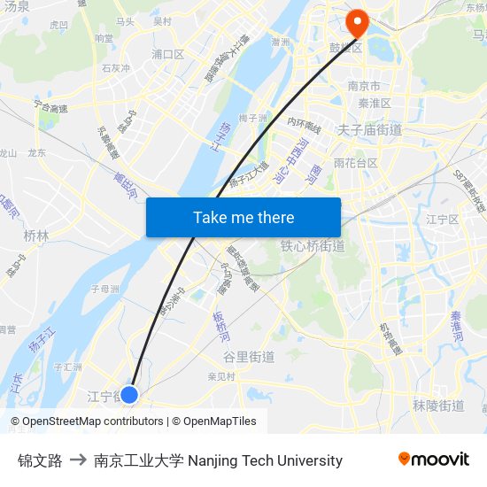 锦文路 to 南京工业大学 Nanjing Tech University map