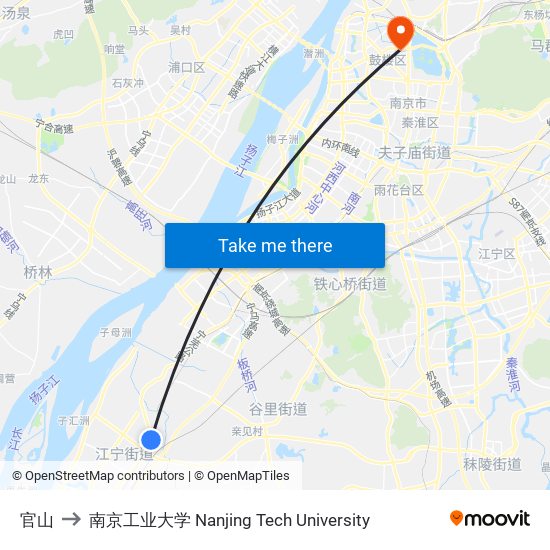 官山 to 南京工业大学 Nanjing Tech University map