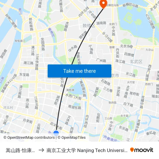 嵩山路·怡康街 to 南京工业大学 Nanjing Tech University map
