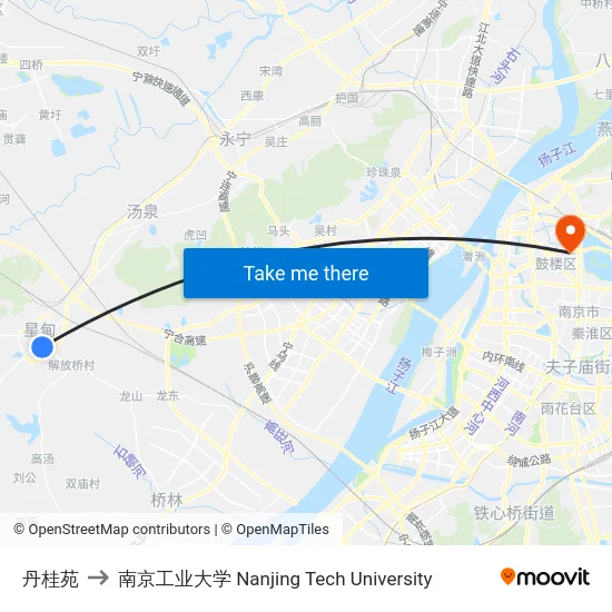 丹桂苑 to 南京工业大学 Nanjing Tech University map