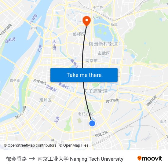 郁金香路 to 南京工业大学 Nanjing Tech University map