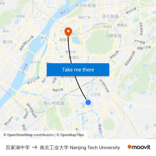 百家湖中学 to 南京工业大学 Nanjing Tech University map