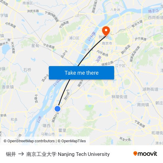 铜井 to 南京工业大学 Nanjing Tech University map