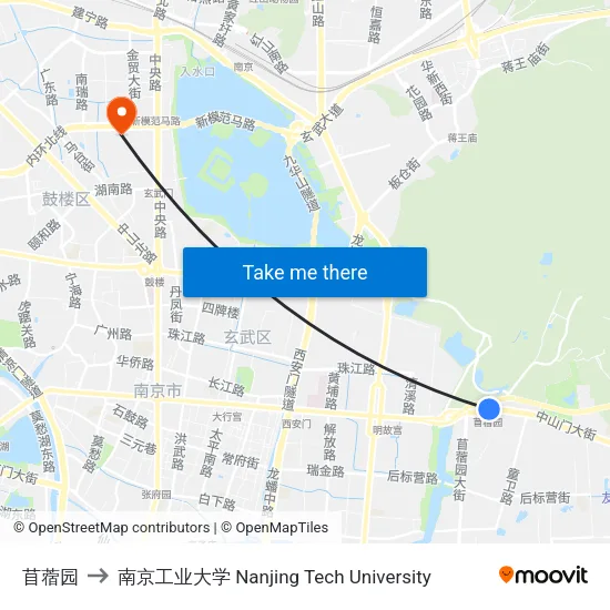 苜蓿园 to 南京工业大学 Nanjing Tech University map