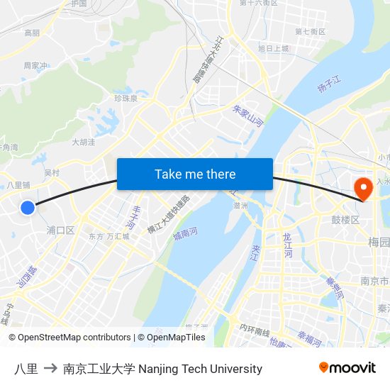 八里 to 南京工业大学 Nanjing Tech University map