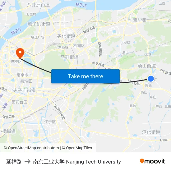 延祥路 to 南京工业大学 Nanjing Tech University map