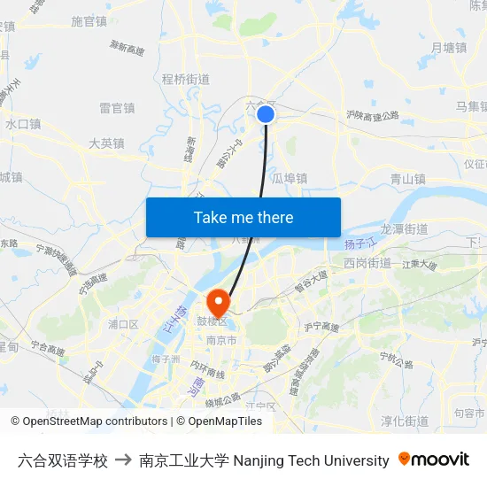 六合双语学校 to 南京工业大学 Nanjing Tech University map