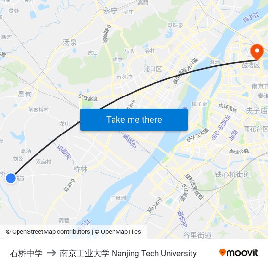 石桥中学 to 南京工业大学 Nanjing Tech University map