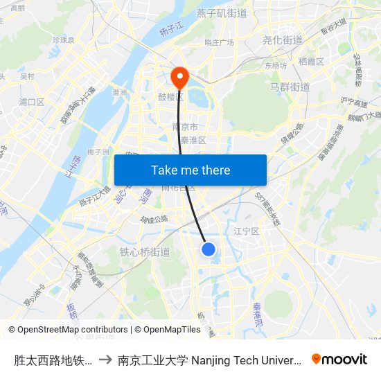 胜太西路地铁站 to 南京工业大学 Nanjing Tech University map