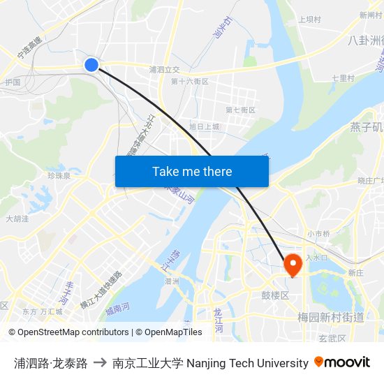 浦泗路·龙泰路 to 南京工业大学 Nanjing Tech University map