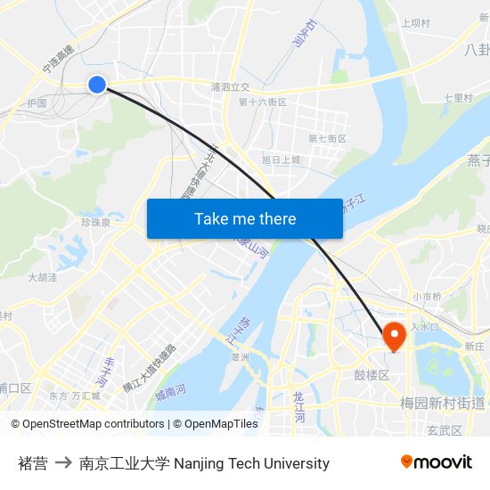 褚营 to 南京工业大学 Nanjing Tech University map
