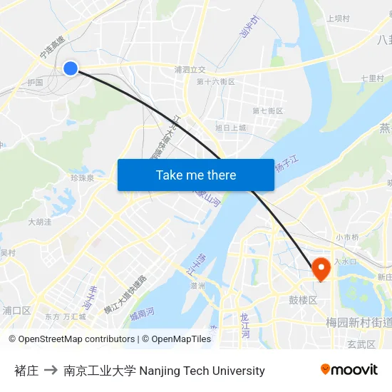 褚庄 to 南京工业大学 Nanjing Tech University map