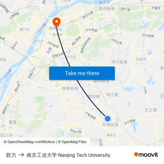 群力 to 南京工业大学 Nanjing Tech University map