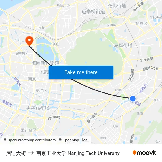 启迪大街 to 南京工业大学 Nanjing Tech University map