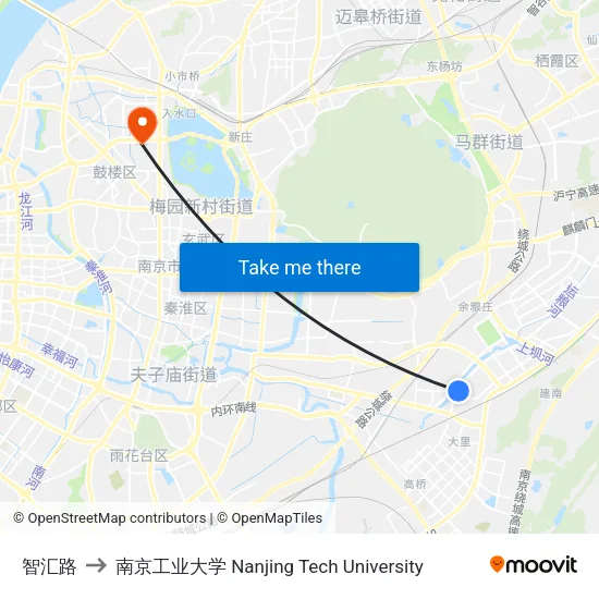 智汇路 to 南京工业大学 Nanjing Tech University map