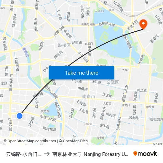 云锦路·水西门大街 to 南京林业大学 Nanjing Forestry University map