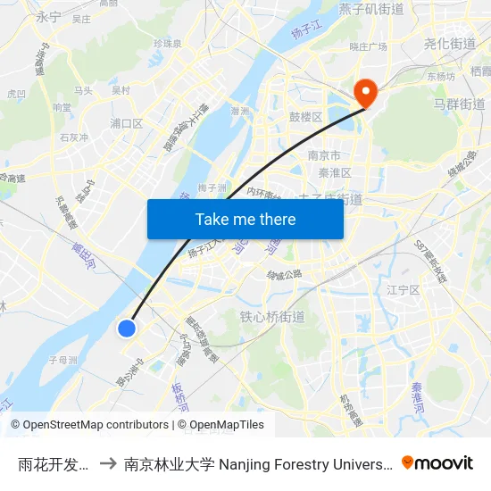 雨花开发区 to 南京林业大学 Nanjing Forestry University map