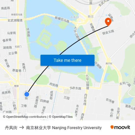 丹凤街 to 南京林业大学 Nanjing Forestry University map