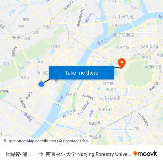 团结路·浦云路 to 南京林业大学 Nanjing Forestry University map