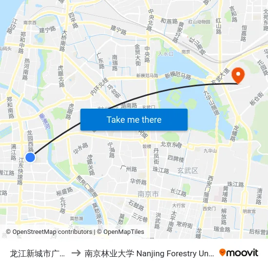 龙江新城市广场南 to 南京林业大学 Nanjing Forestry University map
