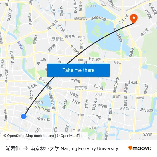 湖西街 to 南京林业大学 Nanjing Forestry University map